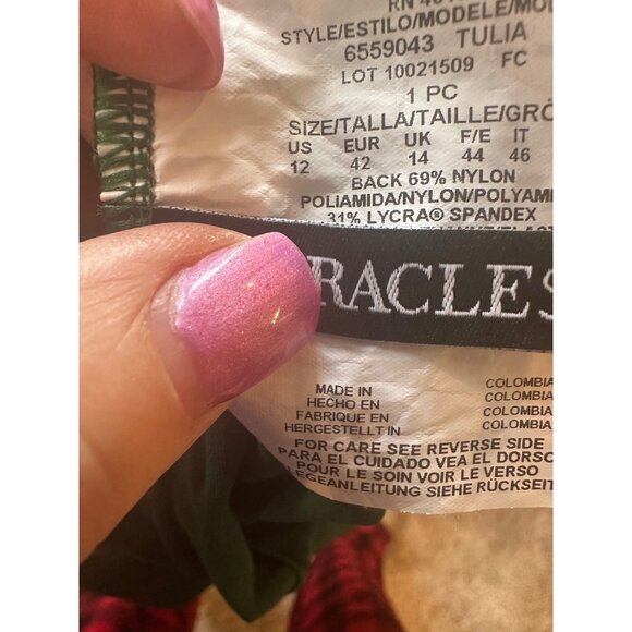 New Size 12 Miraclesuit Womens Green Oceanus One-Piece Swimsuit Draped Slimming - Picture 7 of 7